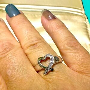 Sterling silver and Cubic Zirconia heart ring